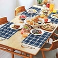 thumbnail image 2 of Navy White Plaid Checkered Pattern Summer Placemats Table Placemats Set Of 4-Linen Kitchen Washable Placemats Table Mats 11.8"x17.7" Non-Slip Heat Resistant, 2 of 6