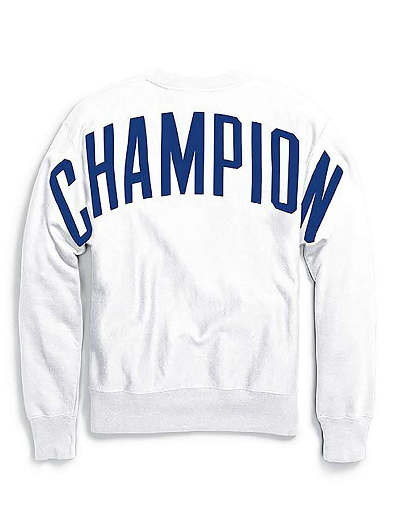 Champion LIFE Men's Reverse Weave Oversized Champion Script Neck Fleece (X-Large, White/Champion Block Logo) - Walmart.com