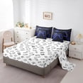 thumbnail image 3 of 7 Piece Boys Gaming Bed in a Bag Gamer Bed Set, Blue Geometry Honeycomb Print Bedding Set With Comforter Gamepad Controller Decor Fitted Sheet Modern Abstract Plaid Cushiom Covers, 3 of 5