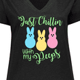 thumbnail image 4 of Inktastic Funny Easter Just Chillin' with My Peeps Women's Plus Size V-Neck T-Shirt, 4 of 5