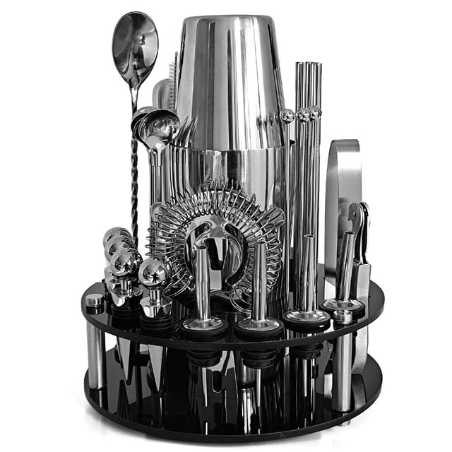 Yeacher 30pcs Bar Cocktail Set Boston Shaker Drink Making Kit Stainless Mixer Making Gift