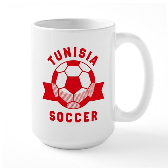 CafePress - Tunisia Soccer Mugs - 15 oz Ceramic Large White Novelty Mug