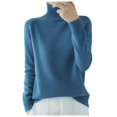 thumbnail image 1 of Chandail Tricoté à Col Montant pour Femmes, Manches Longues, Hiver Automne, Col Roulé, 1 of 5