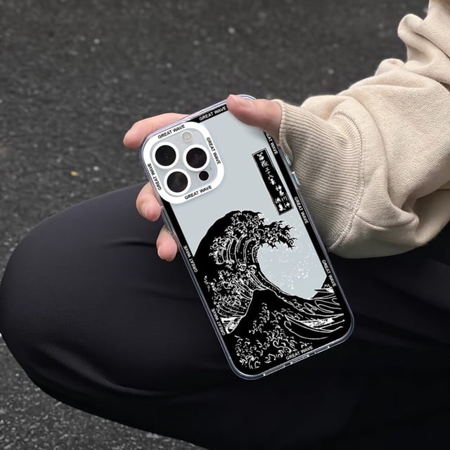 Funda de teléfono The Great Wave off Kanagawa, carcasa transparente para iPhone 11, 12 Mini, 13, 14 Pro Max Fivean unisex