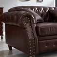 thumbnail image 6 of 86" PU Leather Chesterfield Sofa with Storage Seats, Modern Tufted 3 Seater Couch with Rolled Arms and Nailhead for Living Room, Bedroom, Burgundy, 6 of 9