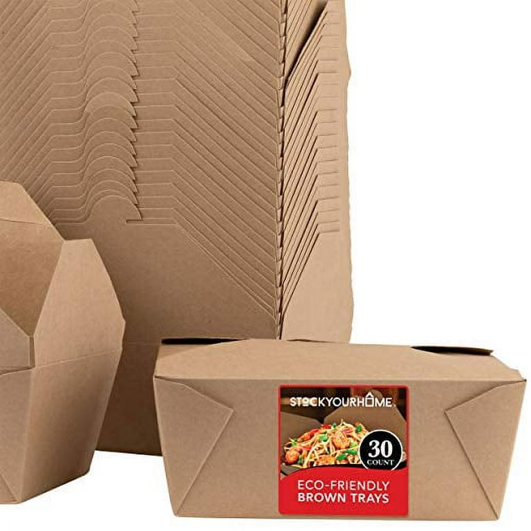 Microwavable Kraft Brown Take Out Boxes 112 oz (30 Pack) Disposable Fo –  Stock Your Home