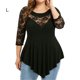 thumbnail image 1 of Minnieouse Blusa de manga 3/4 con dobladillo irregular plisado con costuras de encaje para mujer Prendas para la parte del cuerpo negro L Minnieouse AP002109-01, 1 of 5