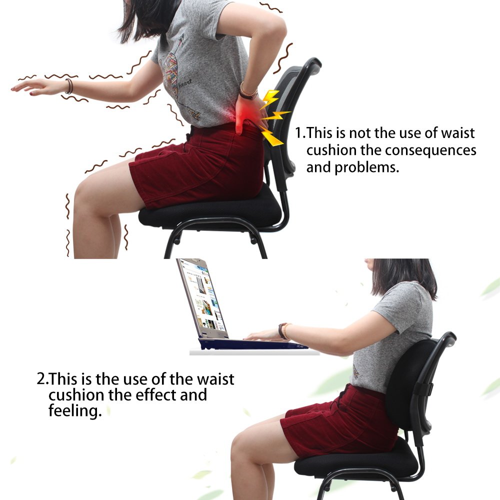 NEX Back Support for Chair Cushion, Memory Foam Back Pillow, Lumbar Support