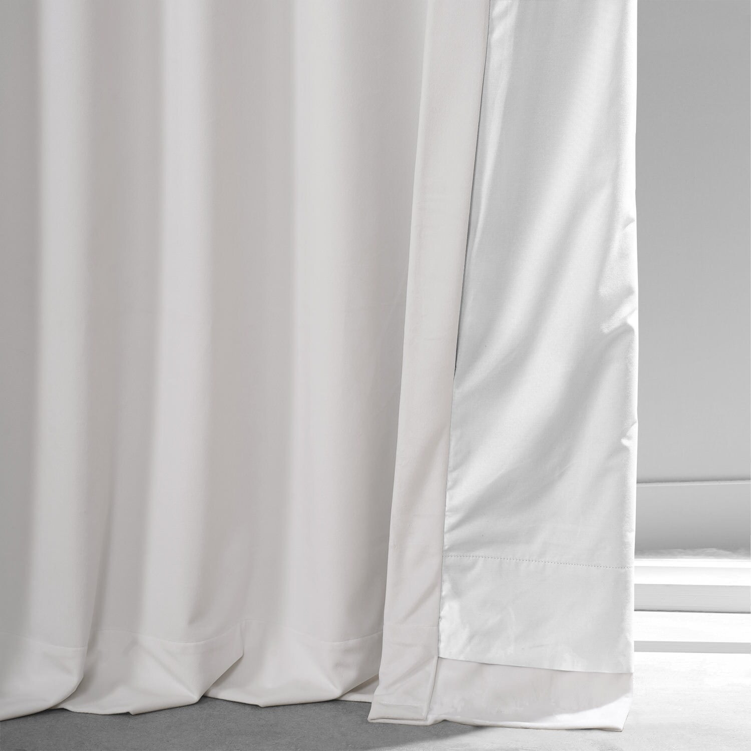 Half Price Drapes Signature Misty White Plush Velvet Hotel Blackout Curtains (1 Panel), 50W X 96L