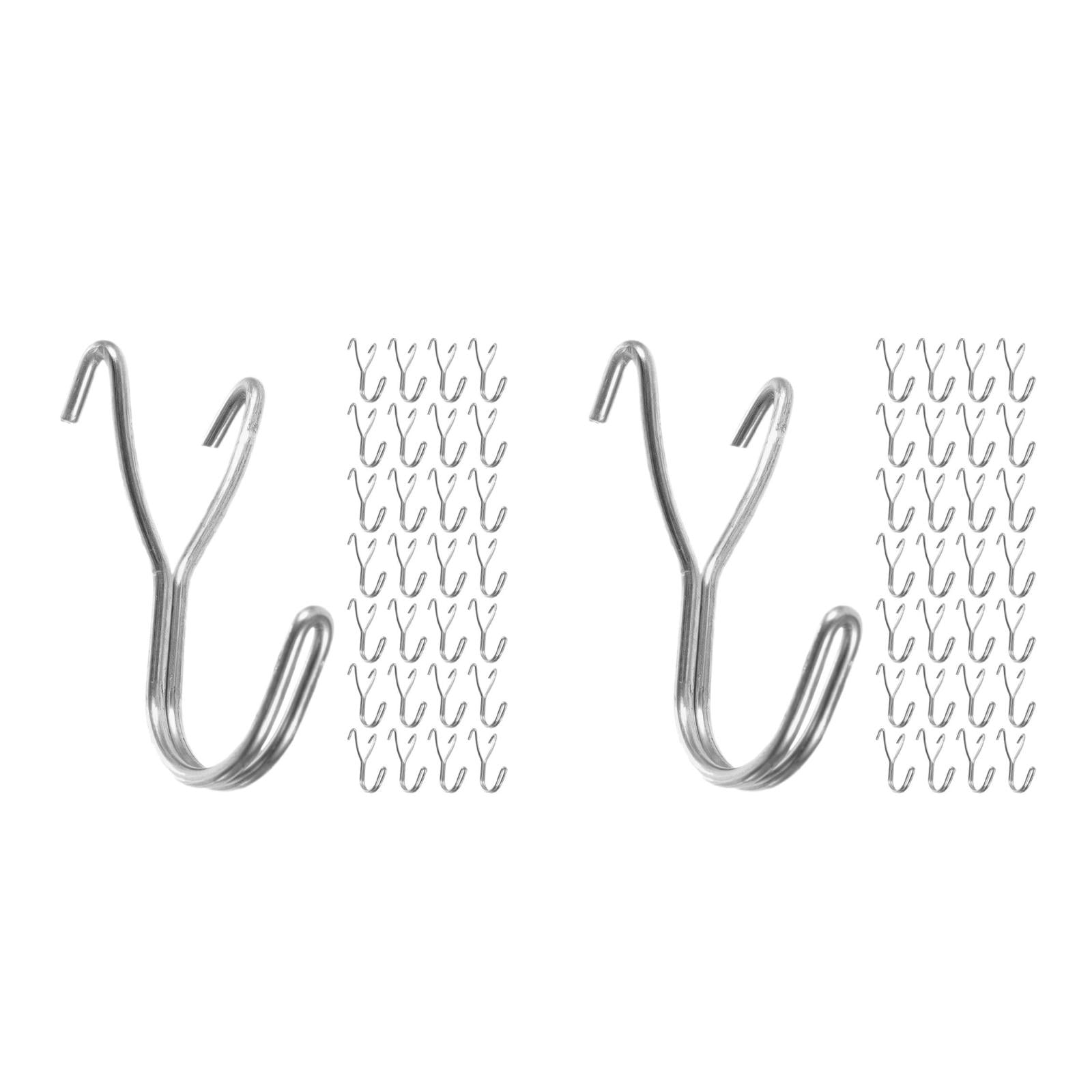 WHAMVOX Raindrops 100 pcs Stainless Steel Pegboard J Shaped Hooks for Necklaces Jewelry Retail Items Keys Craft Storage Organization System Tools