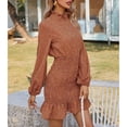 thumbnail image 1 of Vestido De Manga Larga Con Cuello Simulado, Cierre De Botón Con Dobladillo Esponjoso, Elegante Vestido Floral De Manga Larga Para Fiestas Diarias Y Vacaciones ANGGREK Naranja M, 1 of 6