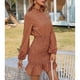 thumbnail image 5 of Vestido De Manga Larga Con Cuello Simulado, Vestido De Manga Larga Con Volantes Florales, Elegante Botón Trasero, Dobladillo Esponjoso, Moda Para Fiestas Diarias Y Vacaciones ANGGREK Otros, 5 of 6