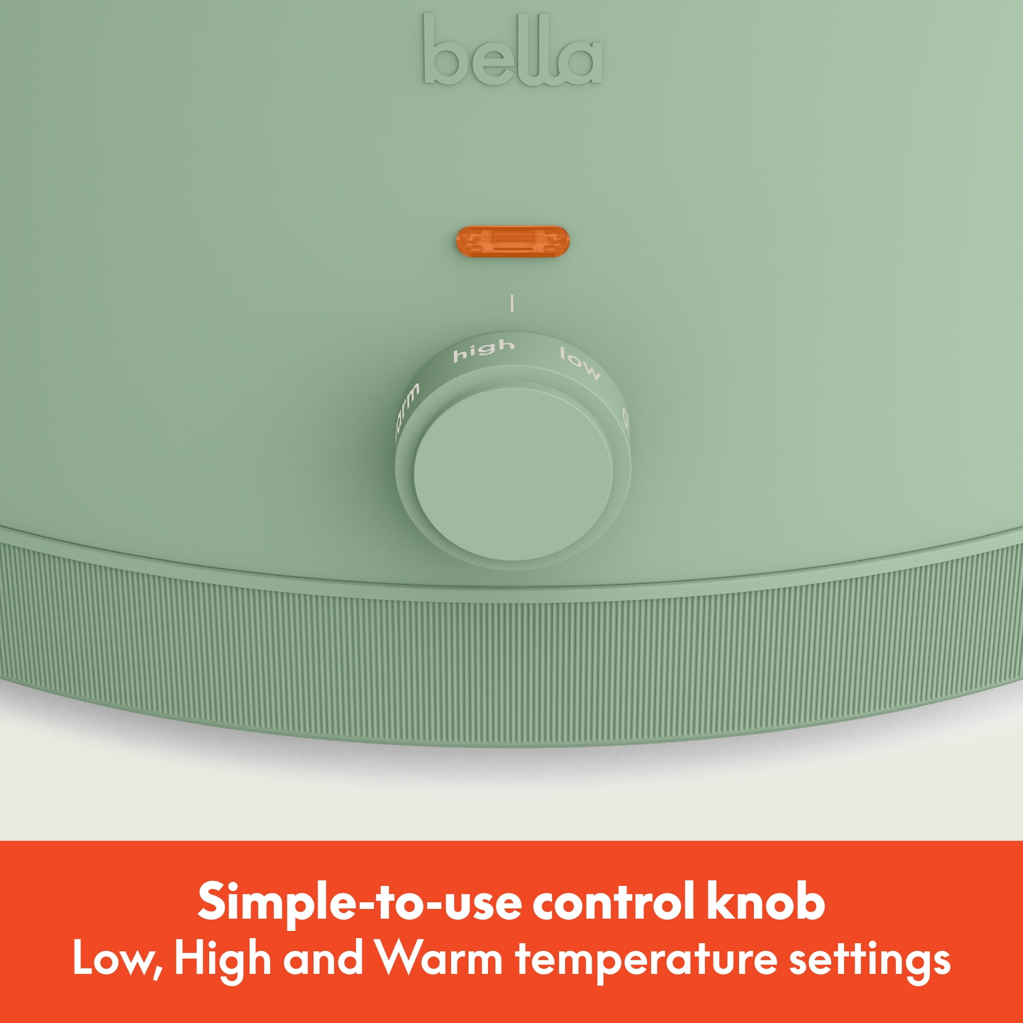 bella 6 Qt Manual Slow Cooker with 3 Temperature Settings, Ceramic Nonstick Coating, Dishwasher Safe Stoneware Pot & Tempered Glass Lid, Seaglass