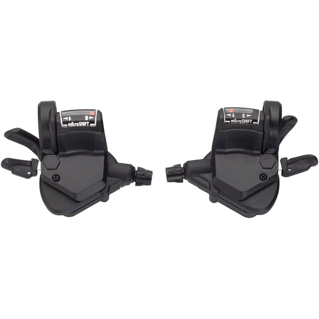 Microshift Mezzo Thumb-Tap Shifter Set, 8-Speed, Triple, Optical Gear Indicator, Shimano Compatible