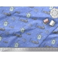 thumbnail image 3 of Soimoi Blue Velvet Fabric Windmill & Watering Can Garden Accessories Print Fabric by the Yard 58 Inch Wide, 3 of 3