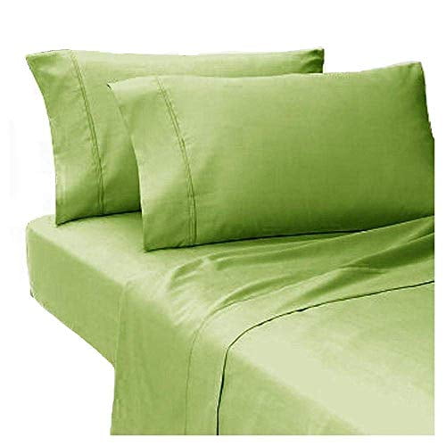 Ensemble de Draps Très Grand en Coton Égyptien, Vert Sauge Uni 600 Fils au Pouce Carré Ensemble de Draps Très Grand 4 Pcs, Satin Uni, Poche Profonde 16 Pouces Pouces - 18 Pouces.