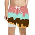 thumbnail image 3 of WOYY Boys Swim Trunks with Compression Liner Ice-Cream Print Swimming Shorts Swimwear, 3 of 3