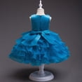 thumbnail image 4 of mgoYE Party Dress for Girls Flower Girl's Dress Princess Puffy Tulle Dresses Bridesmaid Wedding Communion Birthday Party Pageant Maxi Prom Gown for Kids(Sky Blue,3-4 Years), 4 of 4