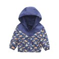 thumbnail image 1 of Ropa de abrigo ligera para bebés, niños y niñas, chaqueta cortavientos con capucha y estampado de dinosaurio arcoíris a la moda, 1 of 7