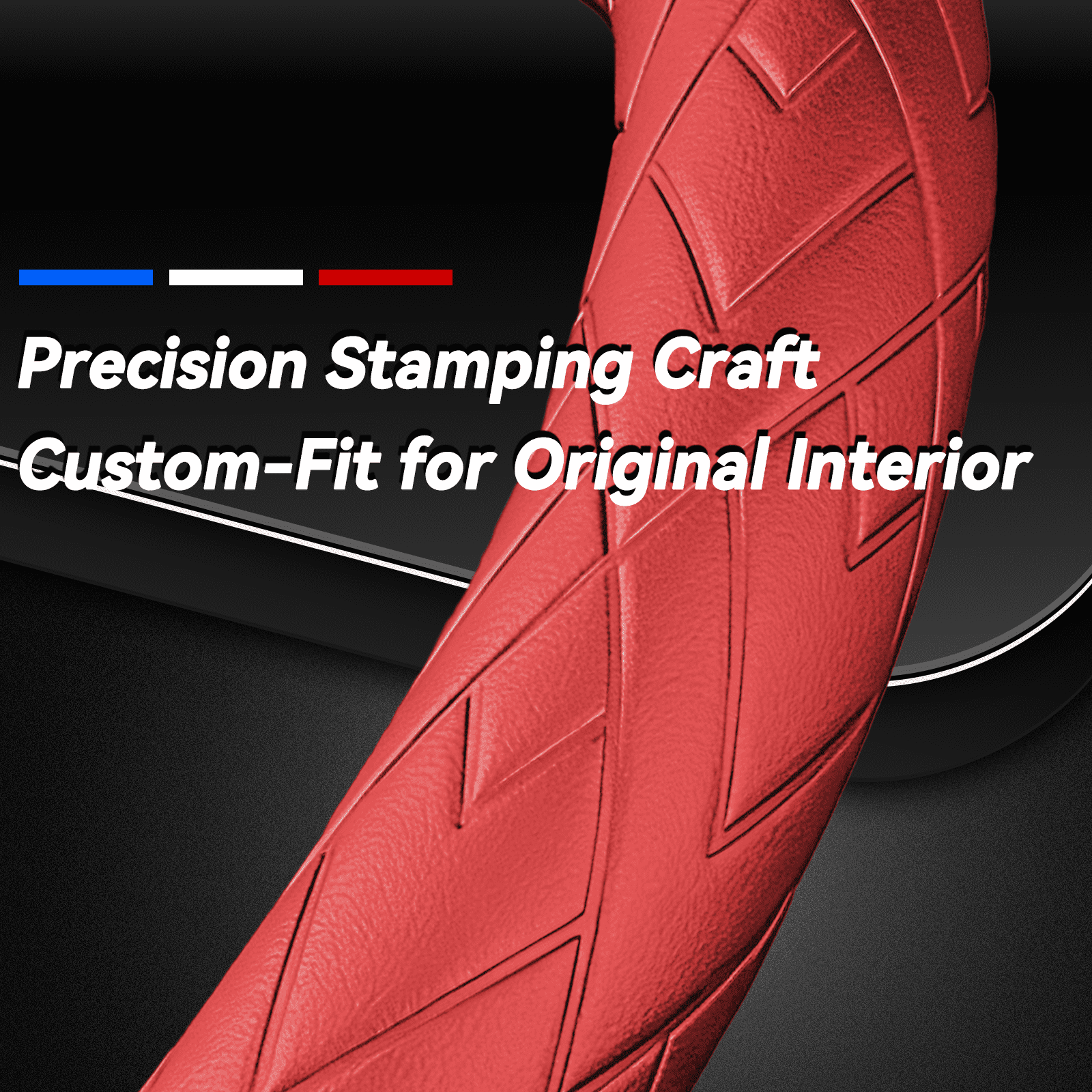 3D Embossed Custom Fit Steering Wheel Cover For Infiniti, Non-Slip Nappa Leather Wrap for Enhanced Grip & Comfort, Includes 2 Car Coasters & Fast Charging USB Cable Red