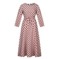 thumbnail image 5 of gakvbuo Fall Dresses for Women 2022 Fashion Womens Sexy Polka Dot Print Belt Included Long Sleeve V- Neck Regular Dress, 5 of 6