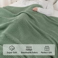 thumbnail image 6 of Battilo Sage Green Cable Knit Throw Blanket,Lightweight Decorative Waffle Blanket for Spring Decor,50"x60", 6 of 9