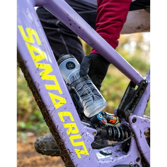 Fidlock Lockin Magnetic Bike Water Bottle & Mount, Topo/Clear, 600 ml/ 20 oz.