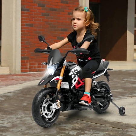 Werseon 12V Kids Ride-On Motorcycle , Dirt Bikes for Kids w/ Training Wheels, Spring Suspension, Lights, Music Story USB MP3(Red)