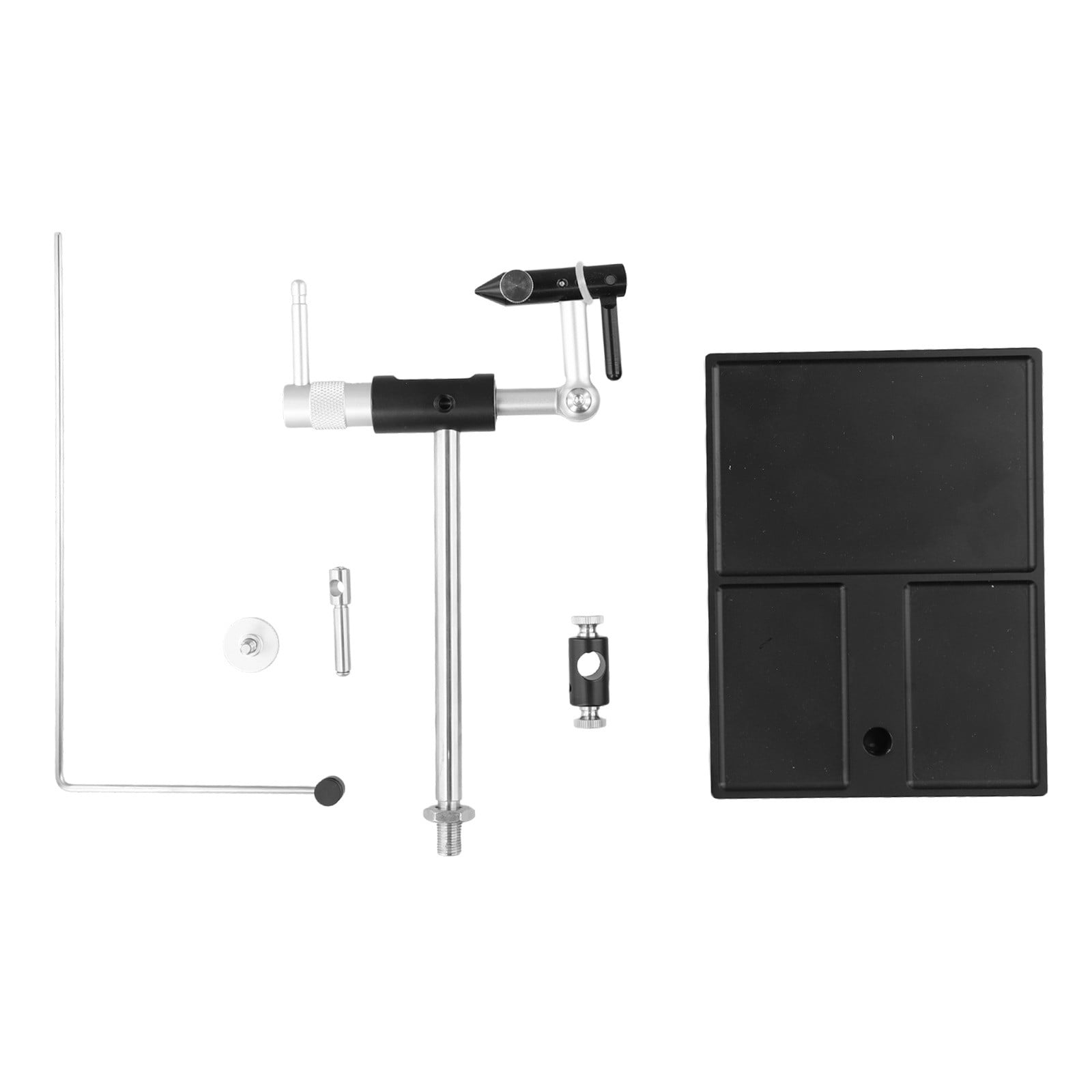 YAAQII for Premium Fly Tying Vise Rotary Tool with 360-Degree Rotation for Fishing Flies Jig Lures - Aluminum Alloy Base, Stainless Steel Construction, Bobbin Holder, Black 16x12x21cm