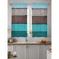 thumbnail image 2 of Aqua Grey Curtains 45 Inch Length, Sheer Curtains for Bedroom Living Room Window Vintage Stripe Farmhouse Wood Grain Ombre Rod Pocket Voile Drapes Kitchen Curtains Small Half Window 42"x45" 2 Panels, 2 of 6