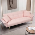 thumbnail image 2 of Futon Sofa Bed,Convertible Double Sofa Bed with Folding Armrests for Living Rooms and Small Spaces,Pink, 2 of 6