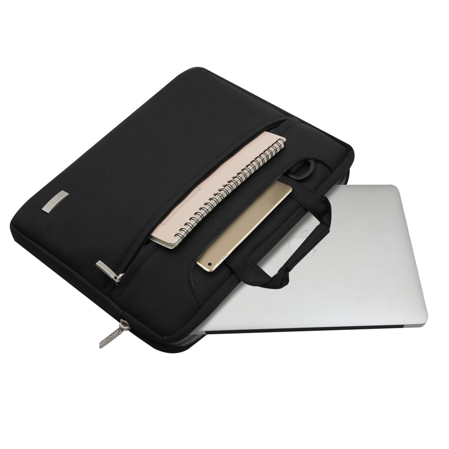 Mosiso Polyester Laptop Shoulder Bag for 15-15.6 Inch 2017/2016 MacBook Pro with Touch Bar A1707, MacBook Pro, Notebook, Compatible with 14 Inch Ultrabook with Back Belt for Trolly Case, Black