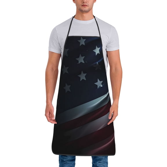 Xecao American Flag Waving Print Print Funny BBQ Chef Aprons for Men Women,Adjustable Kitchen Cooking Aprons with Pocket Waterproof Oil Proof No Pilling Fading