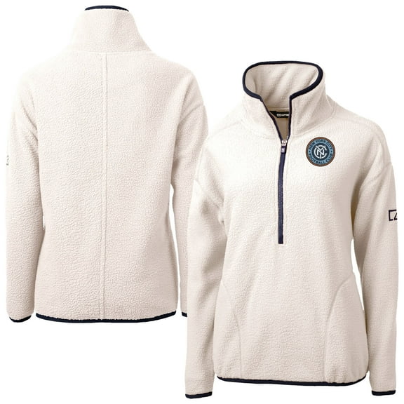 Women's Cutter & Buck Oatmeal New York City FC Cascade Eco Fleece Pullover Jacket