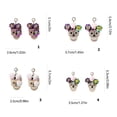 thumbnail image 3 of Halloween Skull Earrings with Zirconia and Glitter Flower Accent Fashion Trendy Studs Adornment for Costume Parties, 3 of 5