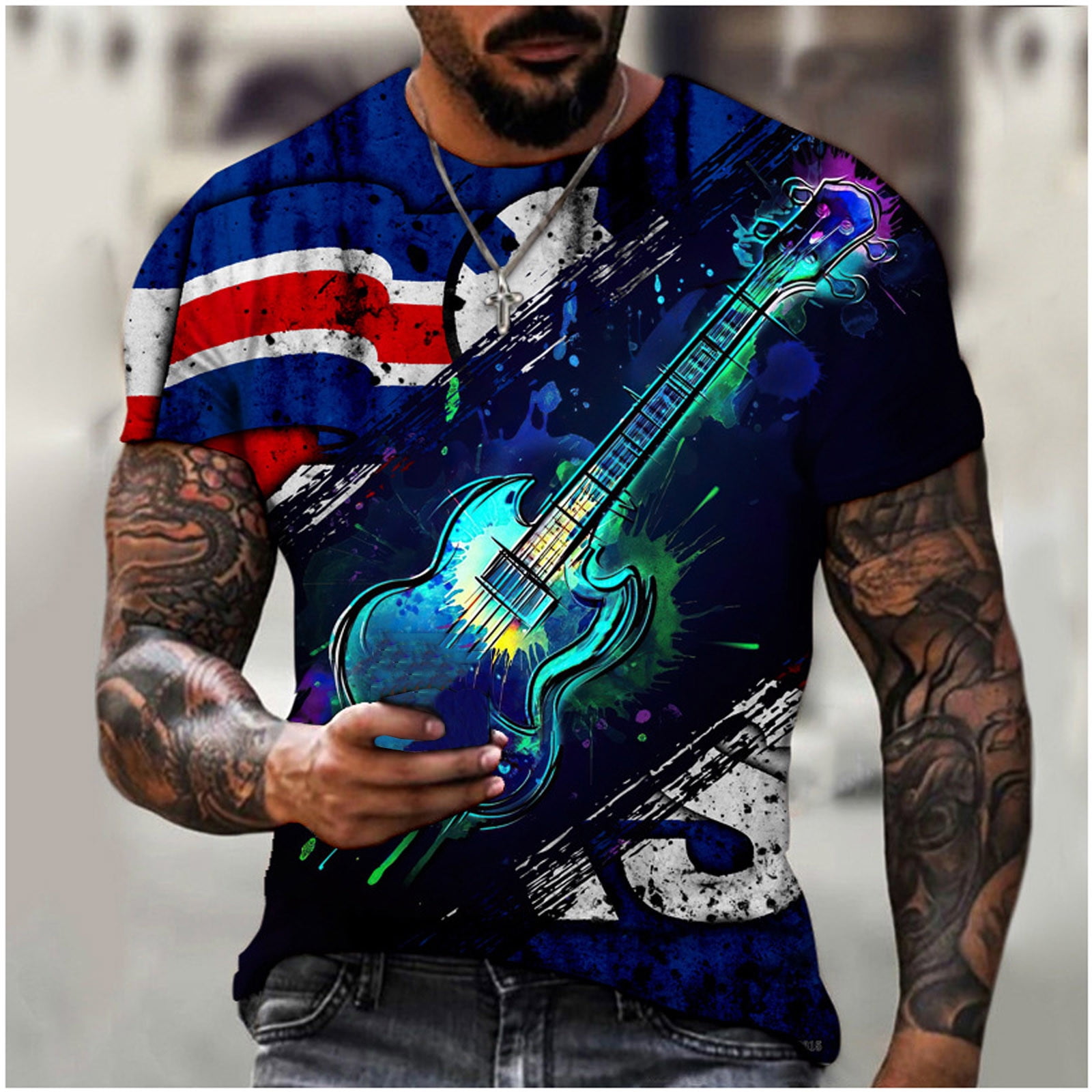 YFPWM Plus Size Top for Men Popular Classic Pattern Shirt Cosplay Tops