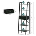 thumbnail image 2 of Tydimor 5-Tier 59.5" Ladder Bookshelf with Removable Drawers Narrow Bookcase for Living Room,Black Oak, 2 of 7
