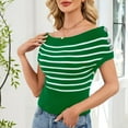 thumbnail image 6 of Women's Summer Short Sleeve Round Neck Blouse Top Shirt Stripe Pattern Casual Loose Fit Tunic Tee for Casual Daily Wear Work Office Vacation Beach Outfits Fashion Essential Gift for Women, 6 of 9