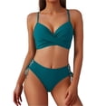 thumbnail image 2 of Aimik Women's Push Up Bikini Sets Two Piece Bathing Suits Cutout Drawstring Side Adjustable High Cut Swim Bikini Swimwear, 2 of 6
