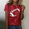 thumbnail image 2 of Fshinging Football Shirts for Women Short Sleeve Tops Summer Sequin Football Graphic T Shirts y2k Glitter Crew Neck Ladies Pullover Tees, 2 of 5