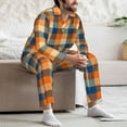 thumbnail image 7 of Uemuo Warm Orange Plaid Pattern 2-Piece Loungewear Set - Men’s Soft Sleepwear, Cozy Winter PJs, Comfy Sleep Set-Medium, 7 of 7