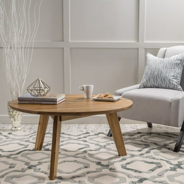 Noble House Albin Modern Acacia Wood Round Coffee Table, Natural