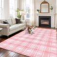 thumbnail image 3 of Pink Plaid Area Rug 5x8 Washable Rug Non Slip Modern Art Checkered Farmhouse Large Area Rug Soft Stainresistant Indoor Floor Carpet for Living Room Bedroom Home Office Dining Room Nursery, 3 of 8