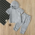 thumbnail image 5 of Kids Toddler Boys 2PCS Short Sleeve Sweatsuit Sweatpants Outfits Baby Summer Hoodie Sweatshirt+long Jogger Pants Little Boy Fashion Summer Track Suits for 1-6years, 5 of 7