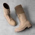 thumbnail image 2 of BURUDANI Women's Lace-Up Knit Cuff Knee-High Combat Boots, 2 of 6