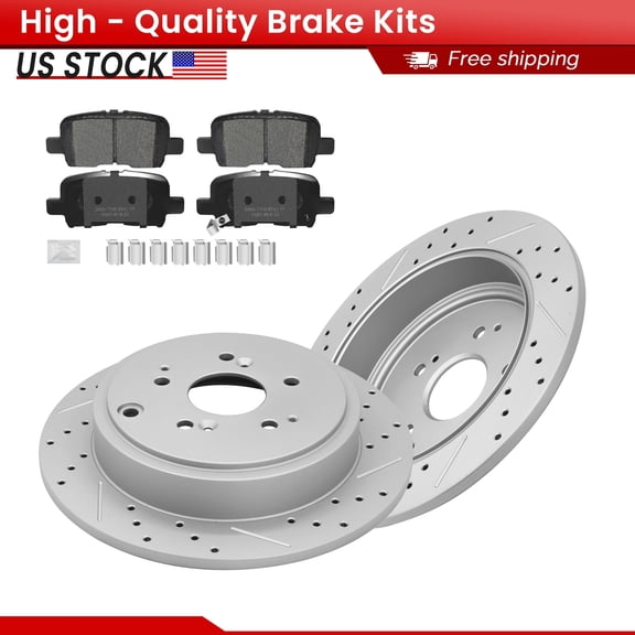 ACB ZONE Rear Brake Kits for Acura MDX 2001-2006 Honda Pilot 2003-2008 All Models, Drilled Slotted Disc Brake Rotors and Ceramic Brake Pads