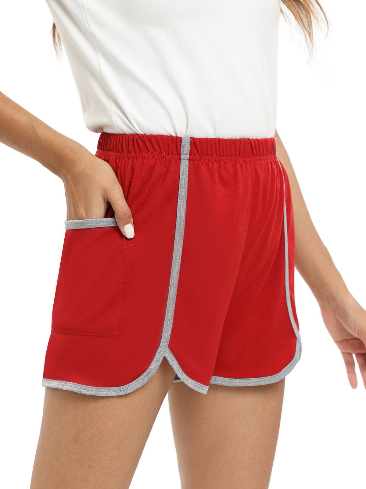 EFINNY Womens Workout Shorts Running Track Shorts with Pocket, Elastic