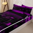 thumbnail image 3 of jejeloiu Black Purple Classic Check Zipper Full Size Comforter Sets with Fitted Sheet and 2 Pillowcases For Girls,Abstract Geometric Print Zipper Bedding Set For Kids,Reversible,4 Pieces, 3 of 7