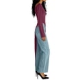 thumbnail image 3 of Women's Crew Neck Split Hem Long Tops Asymmetrical Dress Long Sleeve Slim Fitting Long Tunic Shirt Wine M, 3 of 5