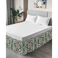 thumbnail image 4 of Teal Green Boho Boho Wrap Around Bed Skirts for Queen Bed 16" Drop,Bed Skirt with Adjustable Elastic Belt Dust Ruffle Bed Valance for Bedroom Hotel Abstract Medieval Vintage Floral Bed Frame Cover, 4 of 7